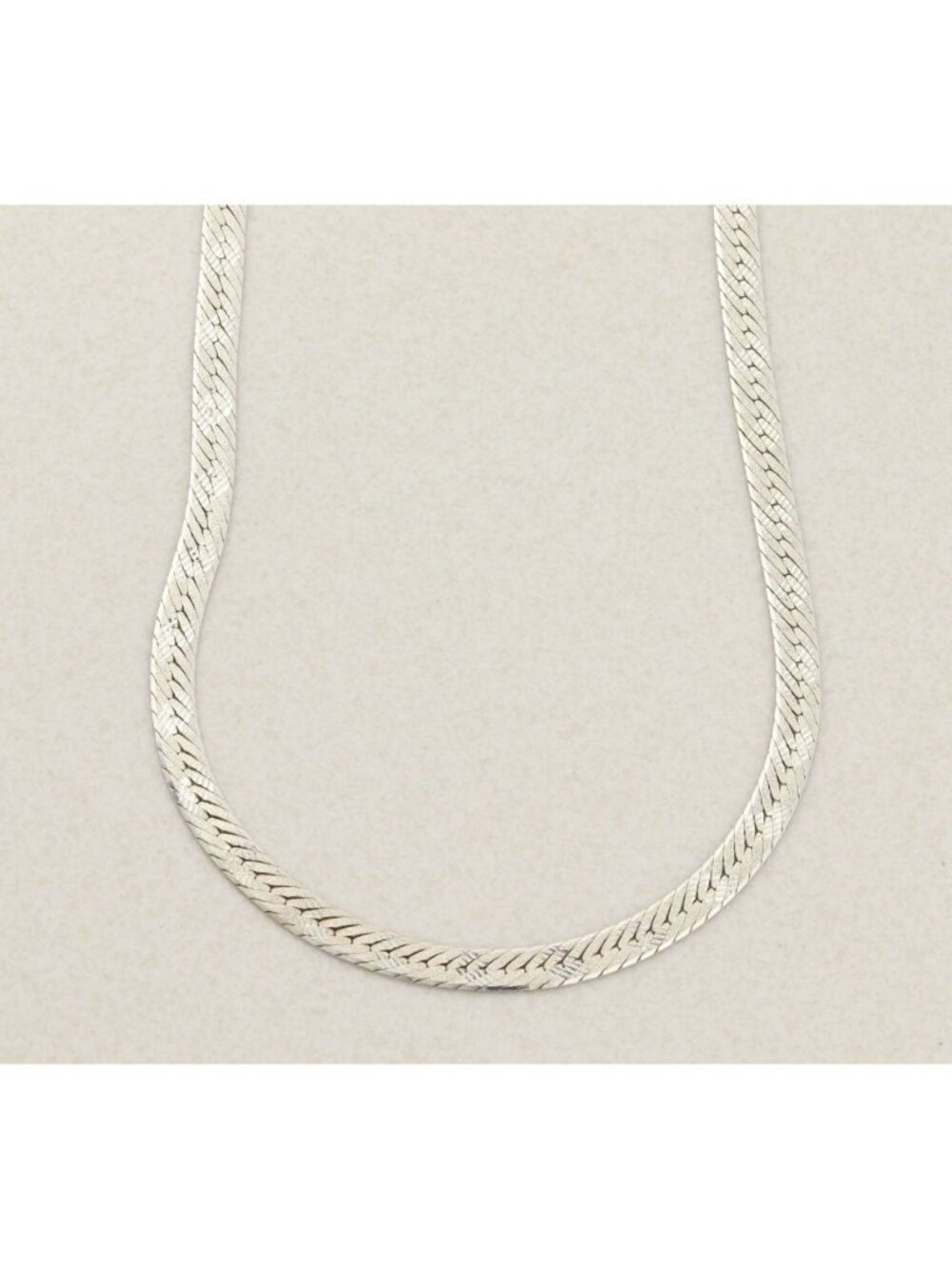 Sterling Silver Textured Herringbone Chain Necklace 20" 5.5mm